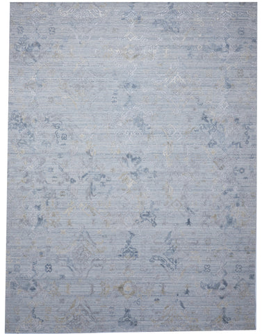 Transitional Hand Loomed Light Blue Wool/Art Silk Rug 8'11 x 11'9 - IGotYourRug