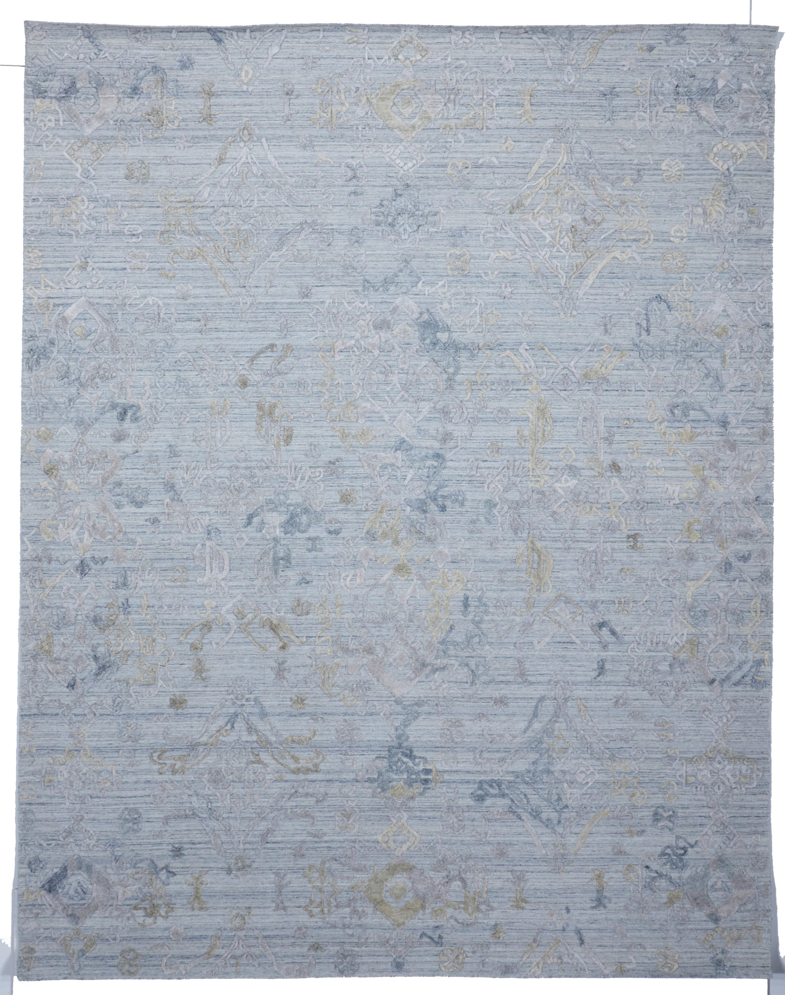 Transitional Hand Loomed Light Blue Wool/Art Silk Rug 8' x 10'2 - IGotYourRug