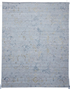 Transitional Hand Loomed Light Blue Wool/Art Silk Rug 8' x 10'2 - IGotYourRug