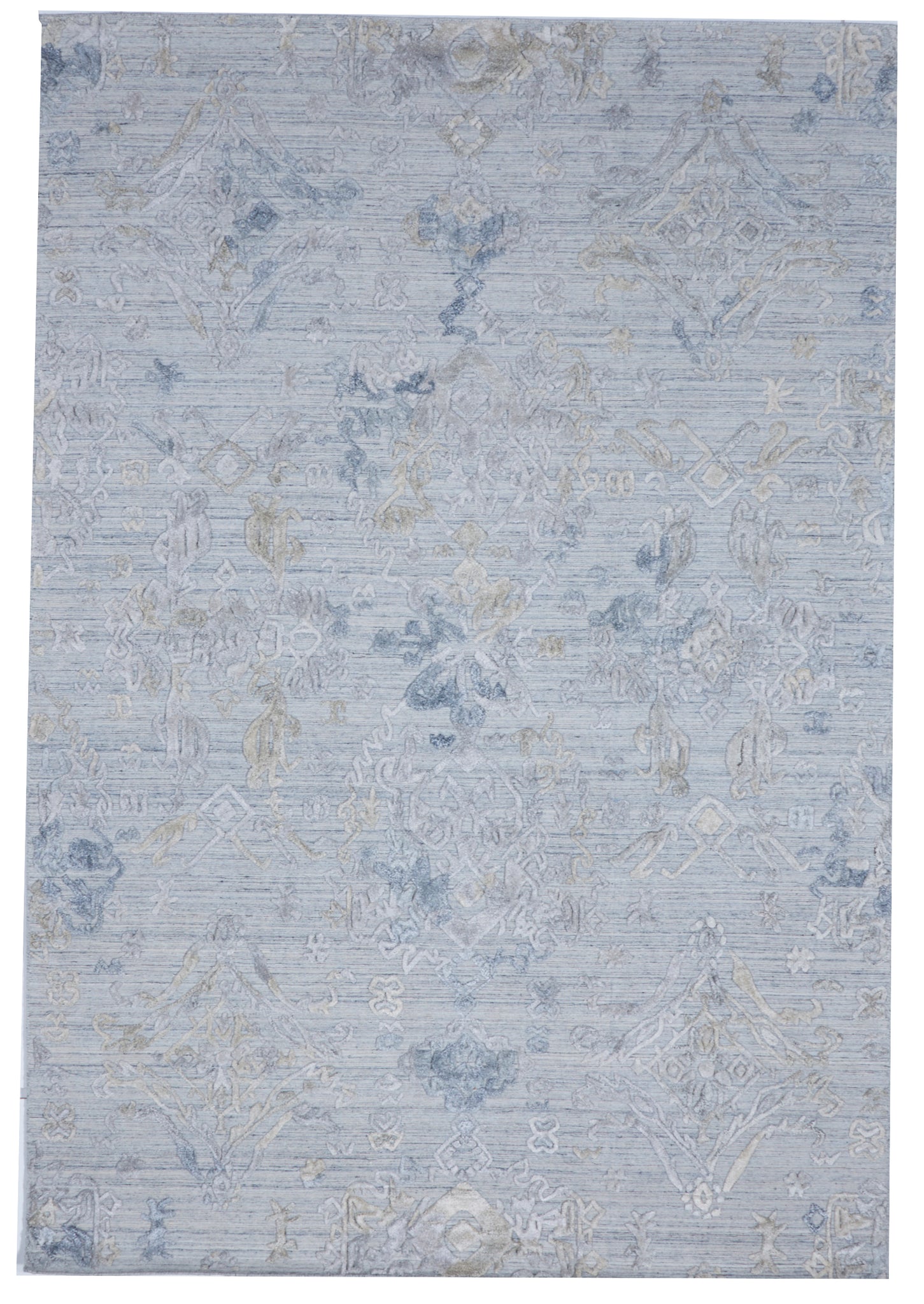 Transitional Hand Loomed Light Blue Wool/Art Silk Rug 6'2 x 8'11 - IGotYourRug