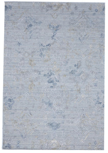 Transitional Hand Loomed Light Blue Wool/Art Silk Rug 6'2 x 8'11 - IGotYourRug