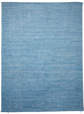 Transitional Hand Loomed Light Blue Wool/Art Silk Rug 9'1 x 12'2 - IGotYourRug