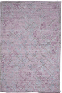 Transitional Hand Loomed Pink Wool/Art Silk Rug 5'11 x 9' - IGotYourRug