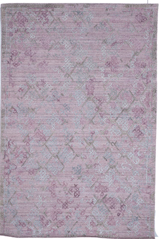 Transitional Hand Loomed Pink Wool/Art Silk Rug 5'11 x 9' - IGotYourRug
