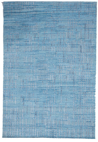 Transitional Hand Loomed Light Blue Wool/Art Silk Rug 6'1 x 8'10 - IGotYourRug