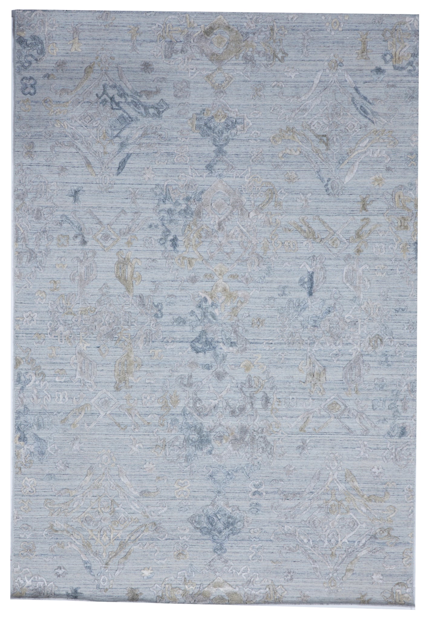 Transitional Hand Loomed Light Blue Wool/Art Silk Rug 6' x 8'10 - IGotYourRug