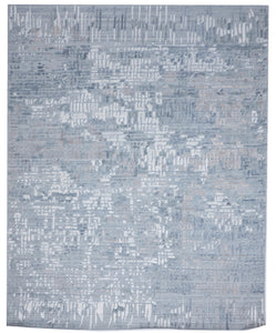 Transitional Hand Loomed Light Blue Wool/Art Silk Rug 8'1 x 10'1 - IGotYourRug