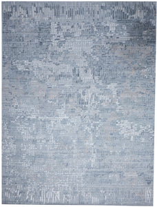 Transitional Hand Loomed Light Blue Wool/Art Silk Rug 9'1 x 12'1 - IGotYourRug