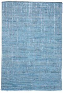 Transitional Hand Loomed Light Blue Wool/Art Silk Rug 6' x 8'11 - IGotYourRug