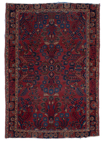Sarouk Hand Knotted Indo Persian Red Wool Rug 3'5 x 4'11 - IGotYourRug