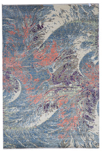 Chobi Transitional Handmade Gray Multicolor Wool Rug 6'2 x 9'2