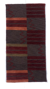 Contemporary Hand Knotted Multicolor Brown Wool Rug 2' x 4' - IGotYourRug