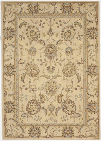 Traditional Machine Made Ivory Beige Wool Rug 5'3 x 7'5 - IGotYourRug