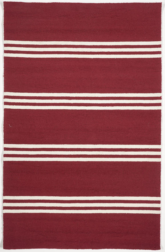 Striped Indoor/Outdoor Machine Made Red White Rug 5' x 8' - IGotYourRug