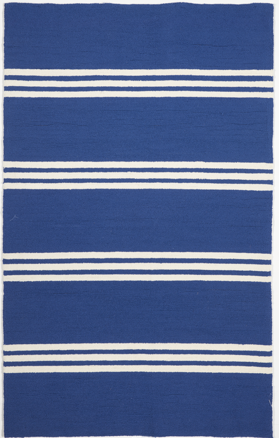 Indoor/Outdoor Coastal Stripes Machine Made Blue White Rug 5' x 8' - IGotYourRug