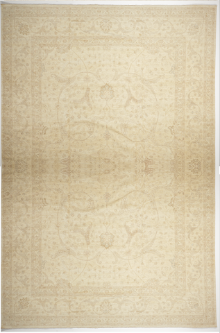 Traditional Hand Knotted Beige Wool Rug 13'9" x 19'8"