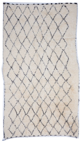 Moroccan Beni White Black Wool Rug 6'5 x 11'2 - IGotYourRug