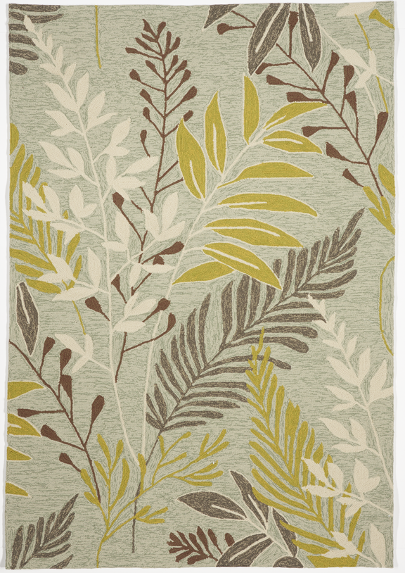 Indoor/Outdoor Floral Machine Made Green Brown Rug 5' x 7'6 - IGotYourRug