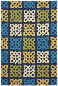 Indoor/Outdoor Machine Made Blue Yellow Green Rug 5' x 7'6 - IGotYourRug