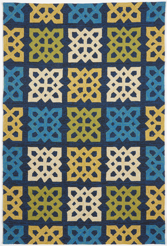 Indoor/Outdoor Machine Made Blue Yellow Green Rug 5' x 7'6 - IGotYourRug