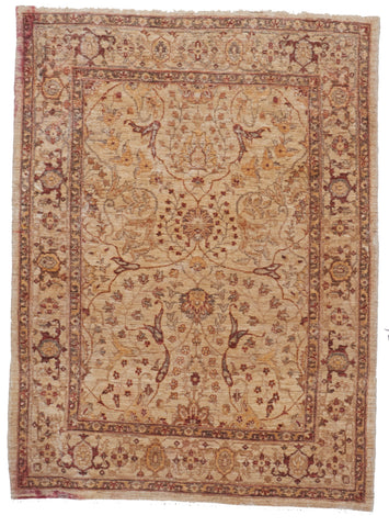 Traditional Hand Knotted Beige Tan Wool Rug 4'1 x 5'6 - IGotYourRug