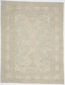 Traditional Hand Knotted Blue Beige Wool Rug 5'4 x 6'10 - IGotYourRug