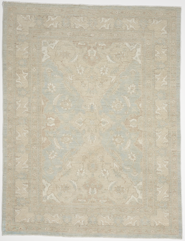 Traditional Hand Knotted Blue Beige Wool Rug 5'4 x 6'10 - IGotYourRug
