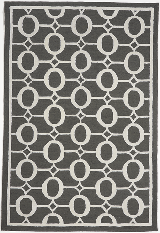 Indoor/Outdoor Machine Made Gray White Rug 4'10 x 7'10 - IGotYourRug