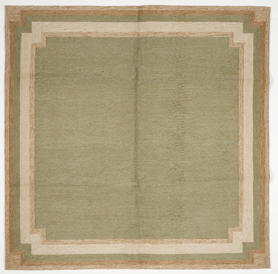 Indoor/Outdoor Machine Made Green Beige Tan Square Rug 7'10 x 7'10 - IGotYourRug