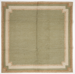 Indoor/Outdoor Machine Made Green Beige Tan Square Rug 7'10 x 7'10 - IGotYourRug