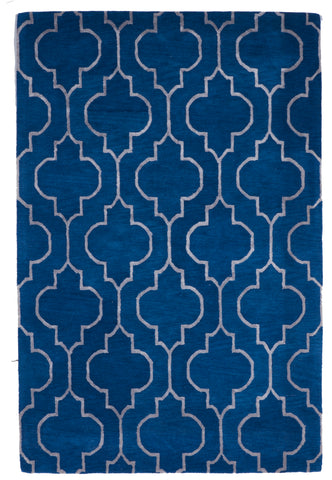 Transitional Tufted Blue Gray Wool Rug 5'9 x 8'9 - IGotYourRug