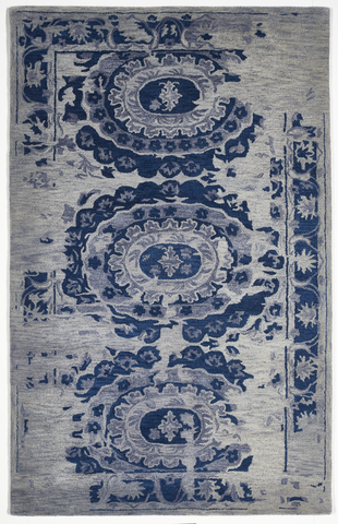 Transitional Hand Knotted Blue Wool Rug 5'3 x 7'7 - IGotYourRug