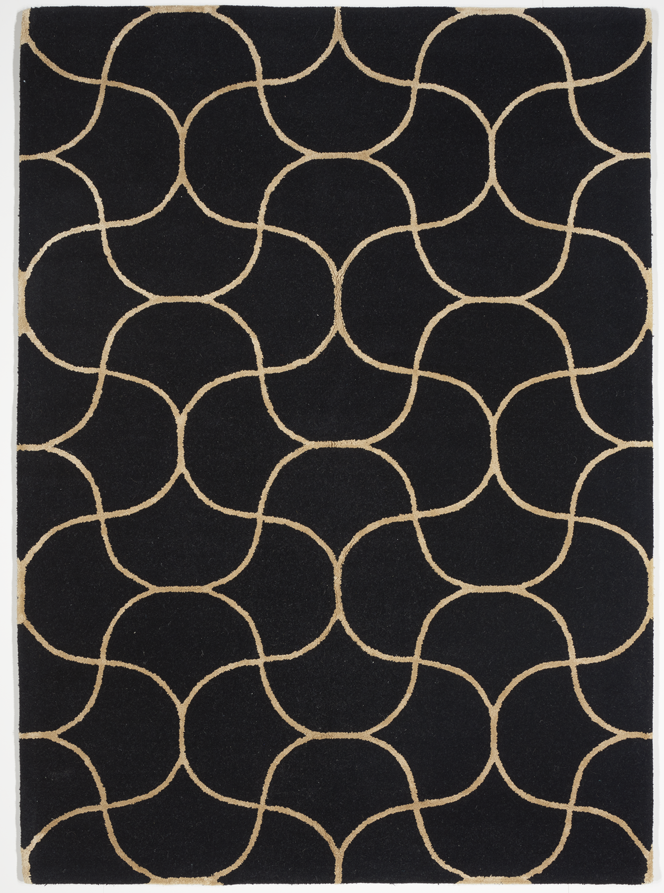 Contemporary Tufted Black Yellow Wool Rug 5'3 x 7'7 - IGotYourRug