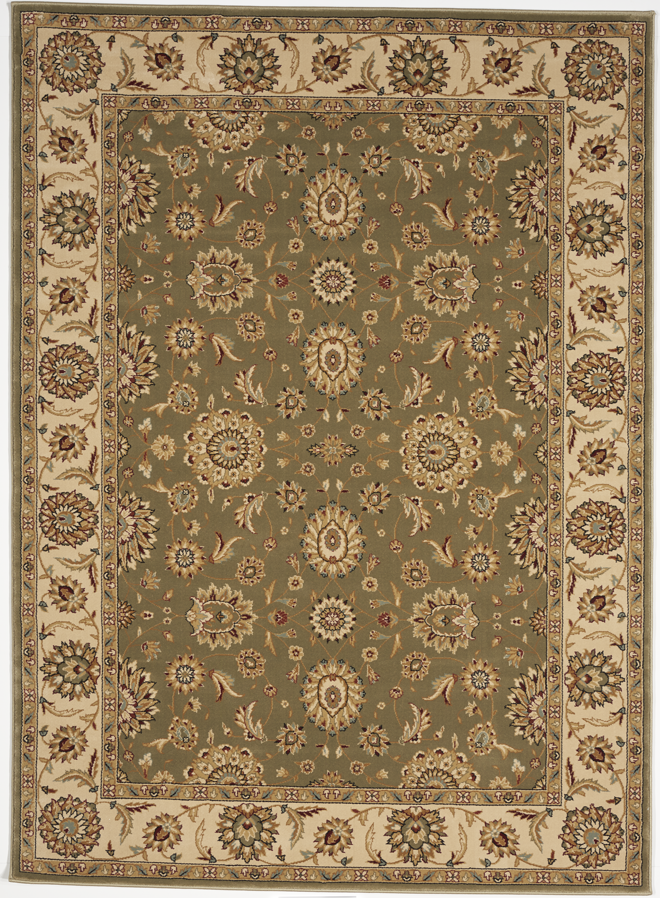 Traditional Machine Made Green Beige Rug 5'3 x 7'4 - IGotYourRug