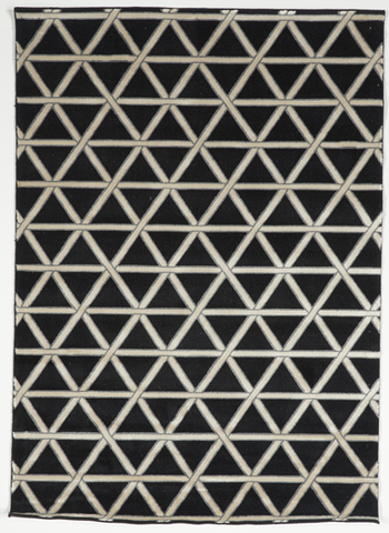 Contemporary Machine Made Black White Wool Rug 5'3 x 7'5 - IGotYourRug