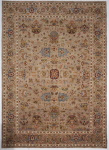 Traditional Hand Knotted Wool Brown Beige Rug 6'1 x 8'11 - IGotYourRug