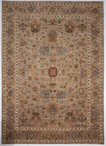 Traditional Hand Knotted Wool Brown Beige Rug 6'1 x 8'11 - IGotYourRug