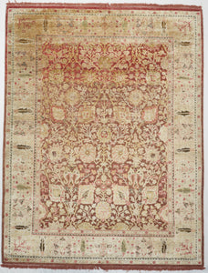 Traditional Hand Knotted Wool and Silk Rust Beige Rug 7'8 x 9'11 - IGotYourRug