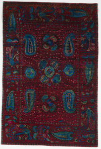 Contemporary Hand Knotted Silk Red Blue Rug 3'11 x 5'11 - IGotYourRug