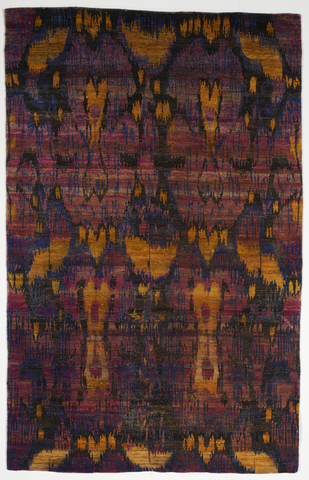 Contemporary Hand Knotted Silk Pink Multicolor Rug 5'11 x 9'3 - IGotYourRug
